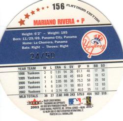 2003 Fleer Hardball - Platinum Edition #156 Mariano Rivera Back