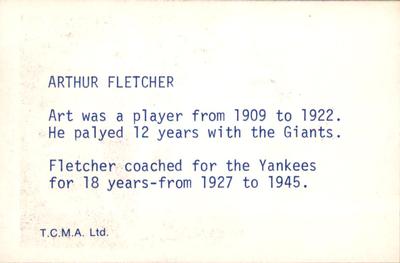 1974 TCMA 1936-1939 New York Yankee Dynasty #NNO Artie Fletcher Back