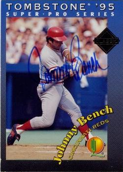 1995 Tombstone Pizza Super-Pro Series - Autographs #1 Johnny Bench Front