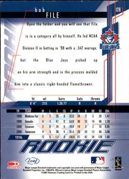 2001 Leaf Rookies & Stars #128 Bob File Back