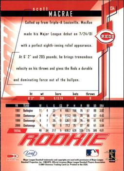 2001 Leaf Rookies & Stars #134 Scott MacRae Back