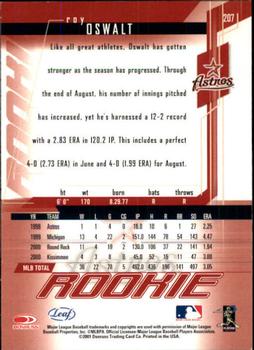 2001 Leaf Rookies & Stars #207 Roy Oswalt Back