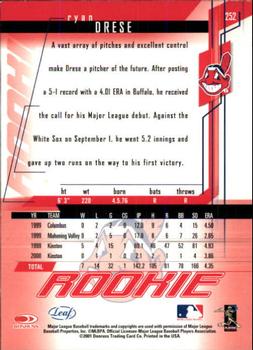 2001 Leaf Rookies & Stars #252 Ryan Drese Back