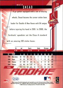 2001 Leaf Rookies & Stars #277 Esix Snead Back