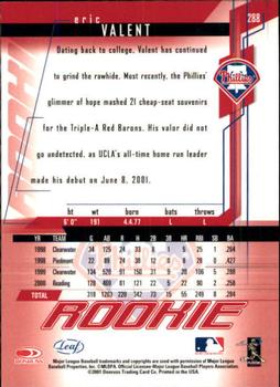 2001 Leaf Rookies & Stars #288 Eric Valent Back