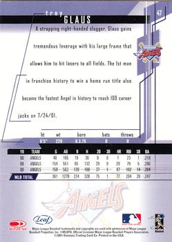 2001 Leaf Rookies & Stars #47 Troy Glaus Back