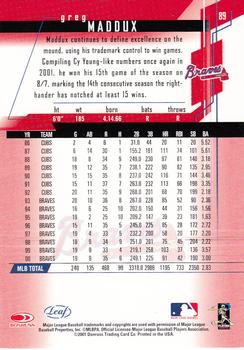 2001 Leaf Rookies & Stars #89 Greg Maddux Back