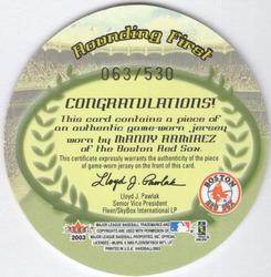 2003 Fleer Hardball - Round Trippers Rounding First #NNO Manny Ramirez Back