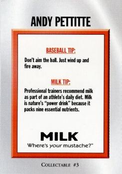 1997 Milk Mustache #3 Andy Pettitte Back