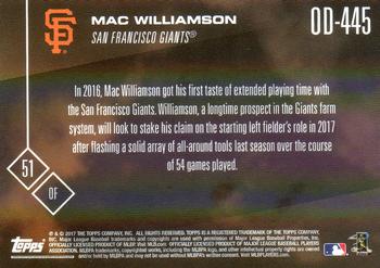 2017 Topps Now Road to Opening Day San Francisco Giants #OD-445 Mac Williamson Back