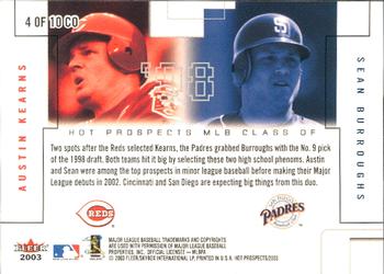 2003 Fleer Hot Prospects - Class Of #4CO Austin Kearns / Sean Burroughs Back
