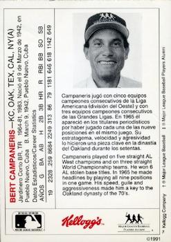 1991 Kellogg's Legends of Baseball (Spanish) #NNO Bert Campaneris Back