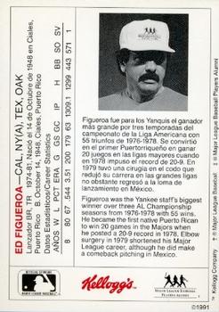 1991 Kellogg's Legends of Baseball (Spanish) #NNO Ed Figueroa Back