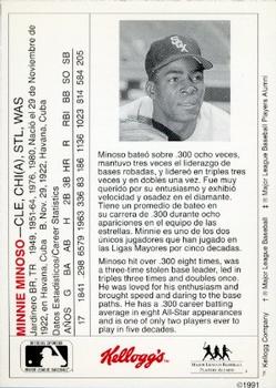 1991 Kellogg's Leyendas Hispanas del Beisbol (Spanish Legends of Baseball) #NNO Minnie Minoso Back