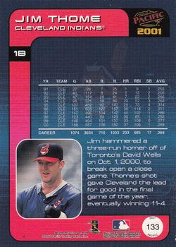 2001 Pacific #133 Jim Thome Back