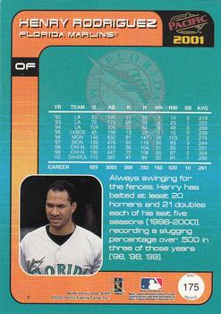 2001 Pacific #175 Henry Rodriguez Back