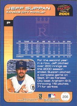 2001 Pacific #206 Jeff Suppan Back