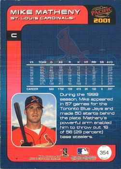 2001 Pacific #354 Mike Matheny Back