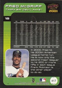 2001 Pacific #417 Fred McGriff Back