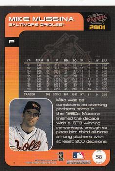 2001 Pacific #58 Mike Mussina Back