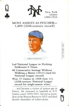 1991 U.S. Games Systems Baseball Legends #Q♣ Christy Mathewson Front