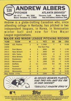 2017 Topps Heritage - Bright Yellow Backs #539 Andrew Albers Back