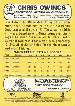 2017 Topps Heritage - Bright Yellow Backs #273 Chris Owings Back