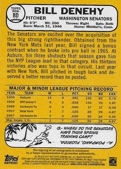 2017 Topps Heritage - Real One Autographs #ROA-BD Bill Denehy Back