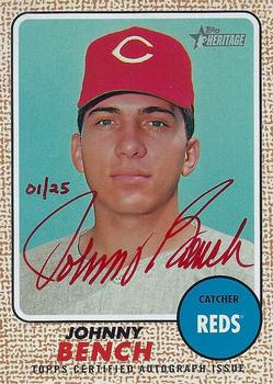 2017 Topps Heritage - Real One Autographs Special Edition Red Ink #ROA-JBE Johnny Bench Front
