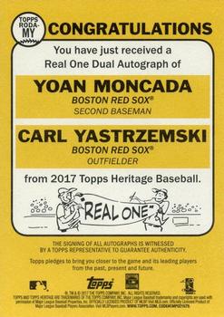 2017 Topps Heritage - Real One Dual Autographs #RODA-MY Carl Yastrzemski / Yoan Moncada Back