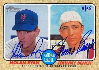 2017 Topps Heritage - Real One Dual Autographs #RODA-RB Nolan Ryan / Johnny Bench Front