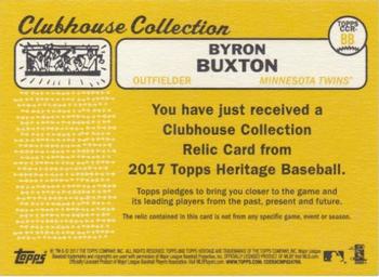 2017 Topps Heritage - Clubhouse Collection Relics #CCR-BB Byron Buxton Back