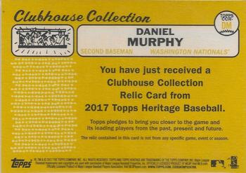 2017 Topps Heritage - Clubhouse Collection Relics #CCR-DM Daniel Murphy Back