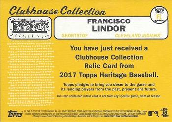 2017 Topps Heritage - Clubhouse Collection Relics #CCR-FL Francisco Lindor Back