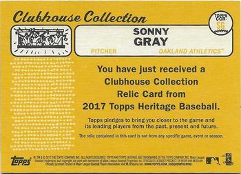 2017 Topps Heritage - Clubhouse Collection Relics #CCR-SG Sonny Gray Back