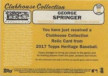 2017 Topps Heritage - Clubhouse Collection Relics #CCR-GS George Springer Back