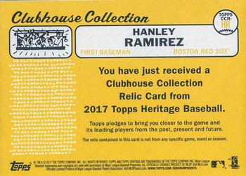 2017 Topps Heritage - Clubhouse Collection Relics #CCR-HR Hanley Ramirez Back