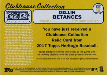 2017 Topps Heritage - Clubhouse Collection Relics Gold #CCR-DB Dellin Betances Back