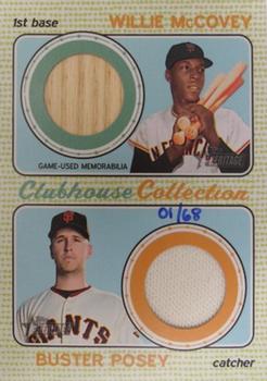 2017 Topps Heritage - Clubhouse Collection Dual Relics #CCDR-MP Willie McCovey / Buster Posey Front