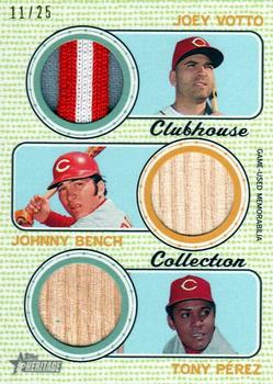 2017 Topps Heritage - Clubhouse Collection Triple Relics #CCTR-VBP Johnny Bench / Joey Votto / Tony Perez Front