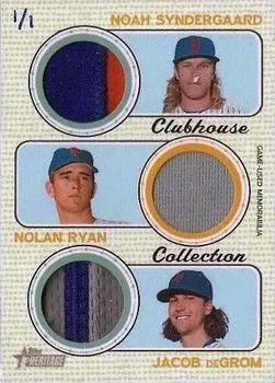 2017 Topps Heritage - Clubhouse Collection Triple Relics Patch #CCTR-SRD Jacob deGrom / Nolan Ryan / Noah Syndergaard Front