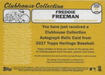 2017 Topps Heritage - Clubhouse Collection Autographed Relics #CCAR-FF Freddie Freeman Back
