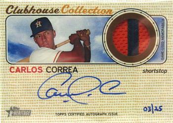 2017 Topps Heritage - Clubhouse Collection Autographed Relics #CCAR-CC Carlos Correa Front