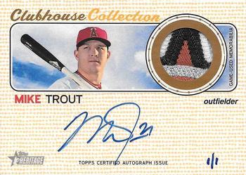 2017 Topps Heritage - Clubhouse Collection Autographed Relics Patch #CCAR-MT Mike Trout Front