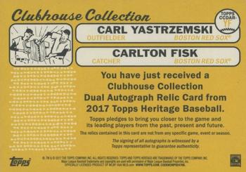 2017 Topps Heritage - Clubhouse Collection Dual Autographed Relics #CCDAR-YF Carlton Fisk / Carl Yastrzemski Back