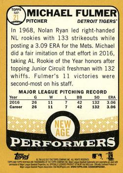 2017 Topps Heritage - New Age Performers #NAP-21 Michael Fulmer Back