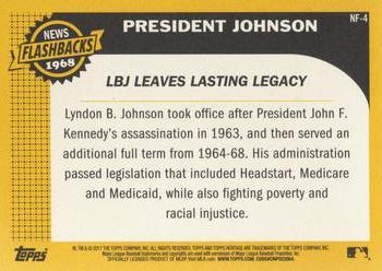 2017 Topps Heritage - News Flashbacks #NF-4 President Johnson Back