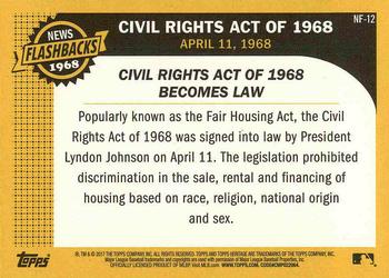2017 Topps Heritage - News Flashbacks #NF-12 Civil Rights Act of 1968 Back