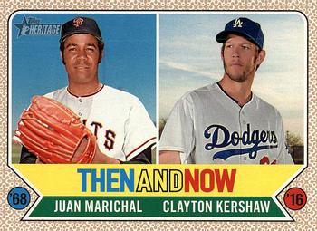 2017 Topps Heritage - Then and Now #TAN-10 Juan Marichal / Clayton Kershaw Front