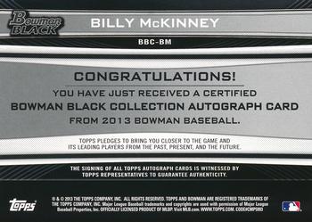 2013 Bowman Draft Picks & Prospects - The Bowman Black Collection #BBC-BM Billy McKinney Back